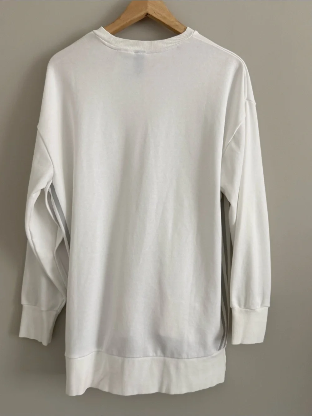 Adidas Crewneck Pullover Sweatshirt Side Split Stripe Logo White Silver Medium